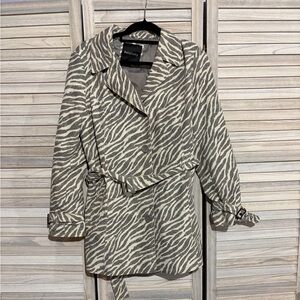 Relativity Zebra Print Trench Coat - Black and White